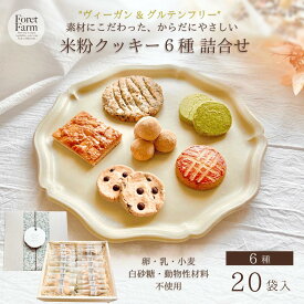米粉クッキー6種 詰合せ（20袋入・個包装・送料無料）グルテンフリー・ヴィーガン対応/卵・乳製品・小麦・白砂糖不使用/国産米粉/焼菓子詰合せ/プレゼント・ギフトにおすすめ
