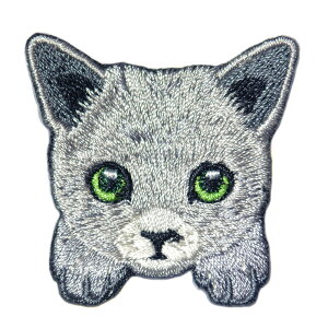 【メール便対応】シールワッペン 猫型 刺繍 パッチ 12種類 シール・アイロン接着両用 粘着 ワンポイント リメイク ハンドメイド 幼稚園 保育園 キッズ スモック 入園グッズ オリジナル Tシャ