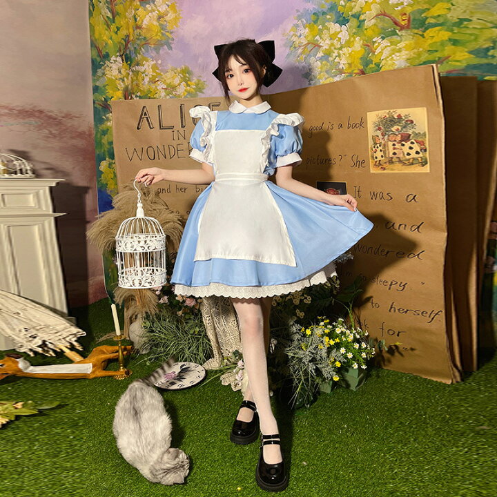 楽天市場】プリンセス レディース 町娘風 水色 メイド服 エプロン 