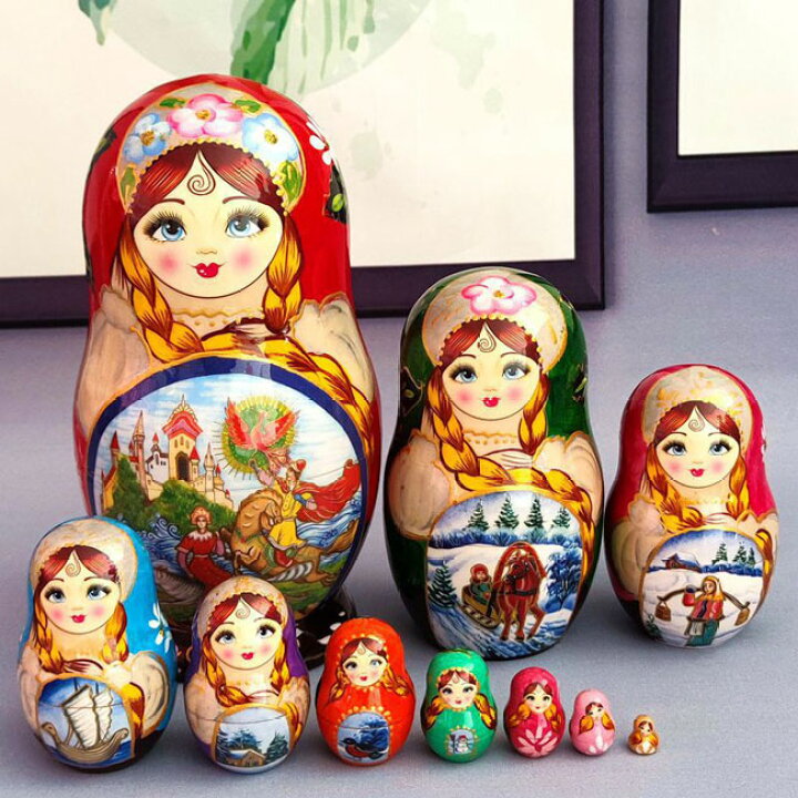 楽天市場】マトリョーシカ 人形 民芸品 手描き オブジェ 10個組 ロシア 