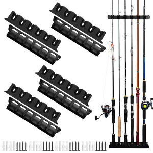 ロッドスタンド ロッドホルダー 釣り竿ラック 6本収納 壁掛け 省スペース 組立簡単 多種類釣竿適応 縦置き式