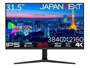 JAPANNEXT 31.5�C���` ���j�^�[ 4K UHD 3840x2160�𑜓x IPS �f�B�X�v���C (HDMI/DisplayPort/��������/��](�s�{�b�g)�@�\/�u���[���C�g�J�b�g) JN-IPS315UHDR-C90W-HSP