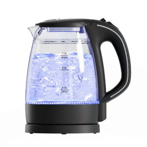 【二重構造・火傷防止】HAGOOGI 電気ケトル ガラス ケトル 透明 大容量 1L 耐熱ガラス 触れても熱くない 湯沸かしケトル 急速沸騰 LEDライト付き 電気ポット 一人暮らし コンパクト 湯沸かし