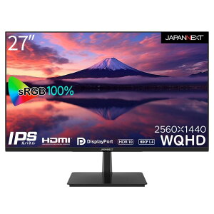 JAPANNEXT 27C` j^[ WQHD 2560x1440𑜓x IPS fBXvC (HDMI/DisplayPort/Xs[J[/VESAΉ/u[CgJbg) JN-i270WQHDR