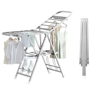 Aikenn 物干しスタンド 物干しラック 物干し竿 洗濯物干し 布団干し 室内 屋外 ベランダ コンパクト 洗濯干し台 高さ調節 折り畳み式 キャスター付き 靴掛け付き 組立不要 物干しハンガー タ