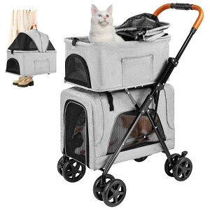 LPOTIUS �y�b�g�J�[�g ���� �㉺2�i�� �y�b�g�o�M�[ �����^�b�` �܂肽���� ���p�x�r�[�J�[ �R���p�N�g ���[�֗� 4�� �O��360°��] ��փu���[�L�t�� �y�� ���p�J�[�g ���^�� ���^�� ���L���p