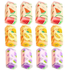 Lurrose 12個 消しゴム 鉛筆消しゴム フルーツ型 よく消える 面白い 小学生 文房具 学校 オフィス用品(ランダムスタイル)