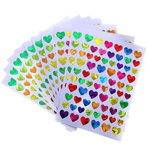 DEVENTORZ ごほうび シール ご褒美ステッカー レーザ 48枚×10シート 多色 大容量 デコレーション ステッカー 星/ハート/円形 デコレーション用のシール 子供 DIY手作 日記 手帳 アルバム 授業用