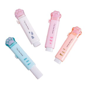 かわいい猫の手デザインケース消しゴム 4個セット 文房具 ねこ ネコ の 足 文具 アクセサリー 小学生 中学生 高校生 大学生 よく消える スティック 消しゴム ペン プレゼント