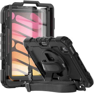 TSQQST iPad Mini6/7 ケース 2021/2024/ iPad Mini6 mini7(A17 Pro) 第6/7世代 8.3インチ ケース カバー 保護フィルム付き ペンホルダー Pencil収納 360度 回転 耐衝撃 縦置き ハンド