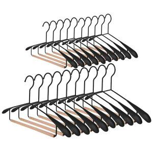 ハンガー かたくずれ防止 幅広 スーツハンガー 滑らないハンガー おしゃれ 10本 すべらない ハンガー 黒 ジャケット コート tシャツ ハンガー 型崩れしないハンガー 木製ハンガー