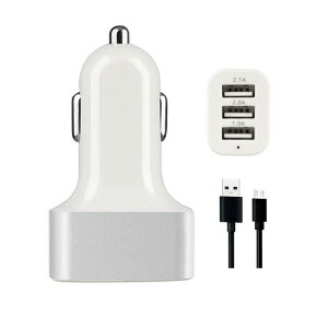 Zmart シガーソケット 白 USB ポート 3口 5V 5.1A USBポート 車載充電器 カーチャージャー カーアクセサリー 車載充電器 DC電源ソケット 車載電源 増設 車用 車内 コンセント 車載シガーライター