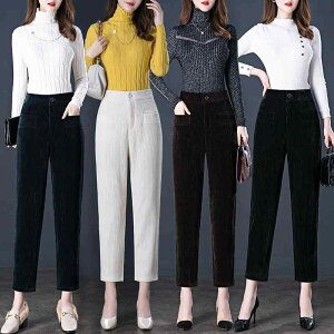 category:pants:corduroy:womens:high-waist:loose-fit:slim-fit:casual:comfortable:trendy:all-match:thick