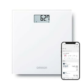 オムロン 体重計 ホワイト HN-300T2-JTW スマホ連動 データ自動転送 自動認識 乗るだけで測定開始 シンプルでおしゃれなデザイン