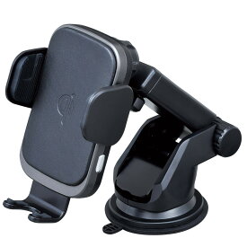 セイワ(SEIWA) 車内用品 Qi ワイヤレス充電器 ホルダー iPhone スマートフォン ブラック D586 自動開閉 スマホ 360度回