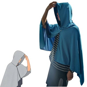 暑さ対策アイテム 冷感ポンチョ 冷感タオル 冷感フェイスカバー UVカット95%以上 抗菌防臭 70*140cm ブルー 冷感フード付きタオル 海辺 夏 旅行 ひんやりグッズ 熱中症対策 冷却グッズ
