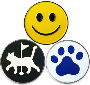 Adhere ゴルフ マーカー 金属ゴルフ ロゴボールマーク かわいい猫犬 肉球 デザイ3個入り 含まない 台座