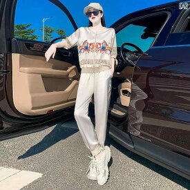 セットアップ レディース 上下セット 半袖 Tシャツ ショートパンツ スポーツウェア ルームウェア コットン混 トップス ボトムス 無地 部屋着 運動着 散歩 通気性 動きやすい