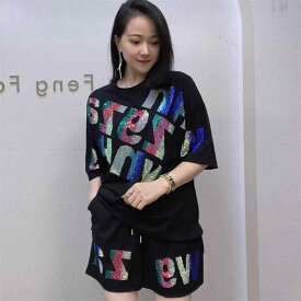 セットアップ レディース 半袖Tシャツ ショートパンツ 上下セット 2点セット ワイドパンツ 涼しい 通気性 動きやすい ウエストゴム 部屋着 ルームウェア ゆったり 大きいサイズ 体型カバー 夏用
