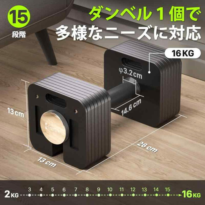 楽天市場】Eisenlink 可変式ダンベル 4~36KG 2KG刻み 最大17段階調整 