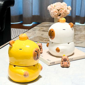 灰皿 生活雑貨 蓋付き 卓上 インテリア カピバラ 動物 おしゃれ かわいい ユニーク 置物 コンパクト オフィス リビング 喫煙具 オブジェ 雑貨 シンプル ベーシック スタンダード ギフト プレゼント 贈り物