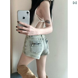 ショートパンツ レディース デニムパンツ ハイウエスト ワイドパンツ 膝上丈 ボトムス短パンズボンフレアストレート無地カジュアルシンプルナチュラルベーシックスタンダード定番