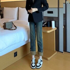 デニムパンツ レディース ジーンズ ハイウエスト テーパードパンツ 9分丈 ボトムスジーパンカジュアルシンプル定番ベーシックナチュラルスタンダードゆったりレトロ