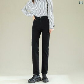 デニムパンツ レディース ハイウエストストレート ズボンボトムスロングテーパード ゆったり無地ブラック黒 シンプルベーシック定番 スタンダードナチュラルカジュアルロング丈ファッションきれいめ大人カジュアル