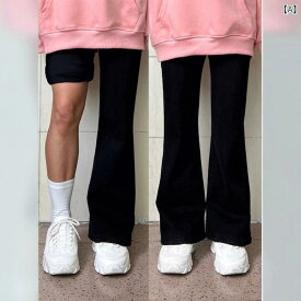 デニムパンツ レディース フレアパンツ ハイウエスト ストレッチ ブラック ブーツカットロング丈脚長美脚体型カバー着痩せボトムスシンプルカジュアルベーシック定番ナチュラルジーパンズボン