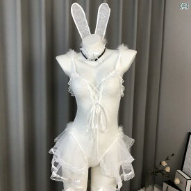 セクシーランジェリー レディース 兎耳カチューシャ付き キャミソール 穴あき レース 透け感 魅力的 部屋着 衣装 セットアップ ベビードール 過激 大人 かわいい お家デート コスプレ衣装 動きやすい