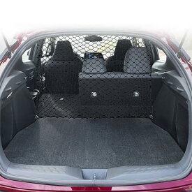 カーゴネット 脱走防止ペット 車用 トランクネット 120x70cm 軽量ネットガード 犬用カーバリア 伸縮性強い 固定フック付き 収納スペース拡大