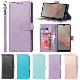 Xperia Ace ii ケース 手帳型 財布型 カバー ストラップ付き PUレザー カード収納 横置きスタンド 機能 明るい色 内蔵マグネット パープル