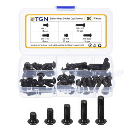50個 M6 1x8 12 16 20 25mm ボタンヘッドソケットキャップボルト 炭素鋼ボルトセットアソートメントキット ロードバイク マウンテンバイク オート用に適しています