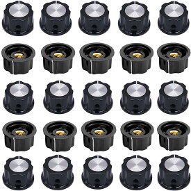 ポテンショメーターノブ 15mm 上部リブハンドル ノンスリップ 6mm 銅穴直径 回転コントロールカバー 25個