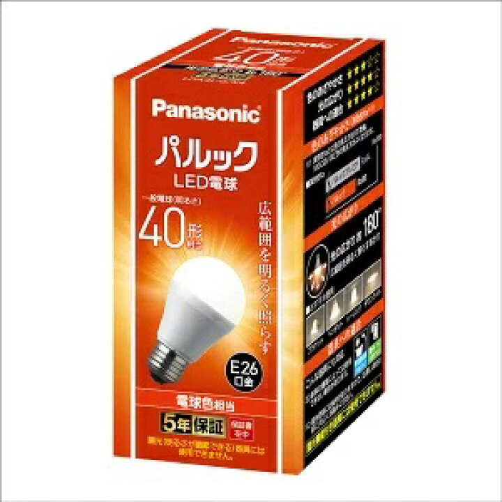 楽天市場】LDA4LGK4(2) 1個 937円(税込\1,030.7)【Panasonic】LED電球 E26口金 白熱球４０Ｗ相当 2個セット :  フォア・ザ・アース