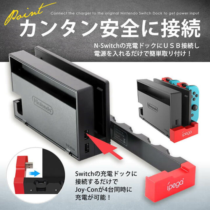 楽天市場 スイッチ コントローラー 充電スタンド ジョイコン 充電 Nintendo Switch Joy Con 4台同時充電 Gutto楽天市場店