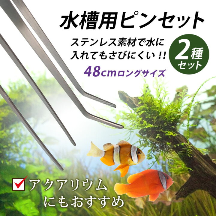 楽天市場 ピンセット ハーバリウム 水槽 水草 ロング ステンレス ストレート カーブ 48cm 2本セット アクアリウム 掃除 熱帯魚 メダカ トリミング Gutto楽天市場店