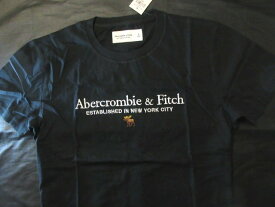 本物正規 アバクロ Tシャツ 0153-091 ロゴ刺繍 ■黒■新品/綿100％/ メンズ 半袖 Abercrombie&Fitch