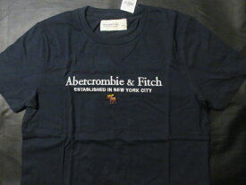 本物正規 アバクロ Tシャツ 0162-022 ロゴ刺繍 ■紺■新品/綿100％/ メンズ 半袖 Abercrombie&Fitch