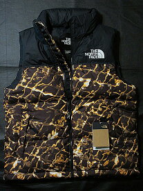 本物正規◆ノースフェイス◆ダウン ベスト ビッグロゴ 1996RETRO NUPTSE ■黒 ■柄■COALBRWNWDP■700FILL ■新品/アメリカ限定/OS3 メンズ The North Face