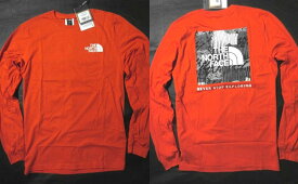 本物正規◆ノースフェイス◆長袖Tシャツ ボックスロゴ BOX NSE■FIERY RED■新品■アメリカ限定/WO1/メンズ/ロンT