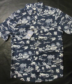 本物正規◆REYN SPOONER レインスプーナー◆アロハシャツ/半袖シャツ ニューヨーク ヤンキース■紺■KEKAI 吸湿速乾■新品■アメリカ限定 NY NEW YORK YANKEES