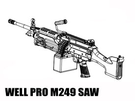 新製品予約 2026年1月頃 WELL PRO 電動ガン M249 SAW LMG ライトマシンガン (ツインモーター搭載/セミ/3バースト/オート電子制御) MINIMI ミニミ LMG