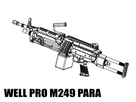 新製品予約 2026年1月頃 WELL PRO 電動ガン M249 PARA LMG ライトマシンガン (ツインモーター搭載/セミ/3バースト/オート電子制御) MINIMI ミニミ LMG パラトルーパー