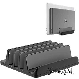 色：黒 新型4in1ノートパソコンスタンド、縦置きスタンド、冷却スタンド、幅を調整可能、アルミニウム素材、省スペース、滑り止めで、安定感があります。MacBook Pro/Air/Microsoft Surfaceのすべ