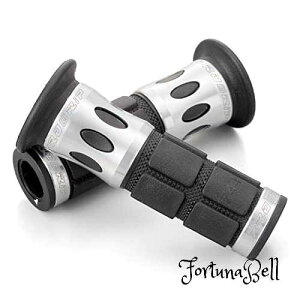 色:シルバー デイトナ(Daytona) PROGRIP(プログリップ) バイク用 グリップ ハンドル径φ22.2(原付)用 115mm スタンダードラバー エンド貫通 744タイプ アルミリング シルバー 98103