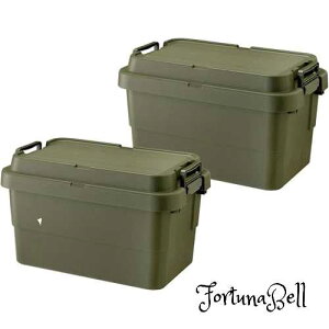 リス(RISU) 収納ボックス トランクカーゴ 50L グリーン 日本製 TC-50S 2個セット コンテナ ボックス スタッキング 屋外収納 キャンプ 防水 GHON106