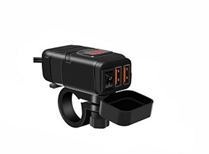 SHEAWA �o�C�N USB�d�� USB�[�d�� QC3.0 USB2�|�[�g �d���v �h���J�o�[ �d��ON/OFF�X�C�b�` Quick Charge 3.0 �n���h���Ɏ��t���\