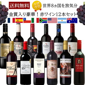 【送料無料】世界のワイン12本セット 750ml フルボトル フランス イタリア スペイン チリ オーストラリア アメリカ アルゼンチン 南アフリカ 赤ワイン 金賞 赤ワインセット 飲み比べ パーティー プレゼント