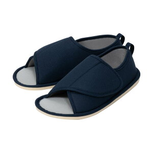 竹虎 転倒予防グリップシューズつま先なし ネイビーM (23.0cm~24.0cm) すべりにくい つまずきにくい グリップ やわらかな履き心地 段差 つまずき 予防 履かせやすい 快適 介護 シューズ 靴 くつ